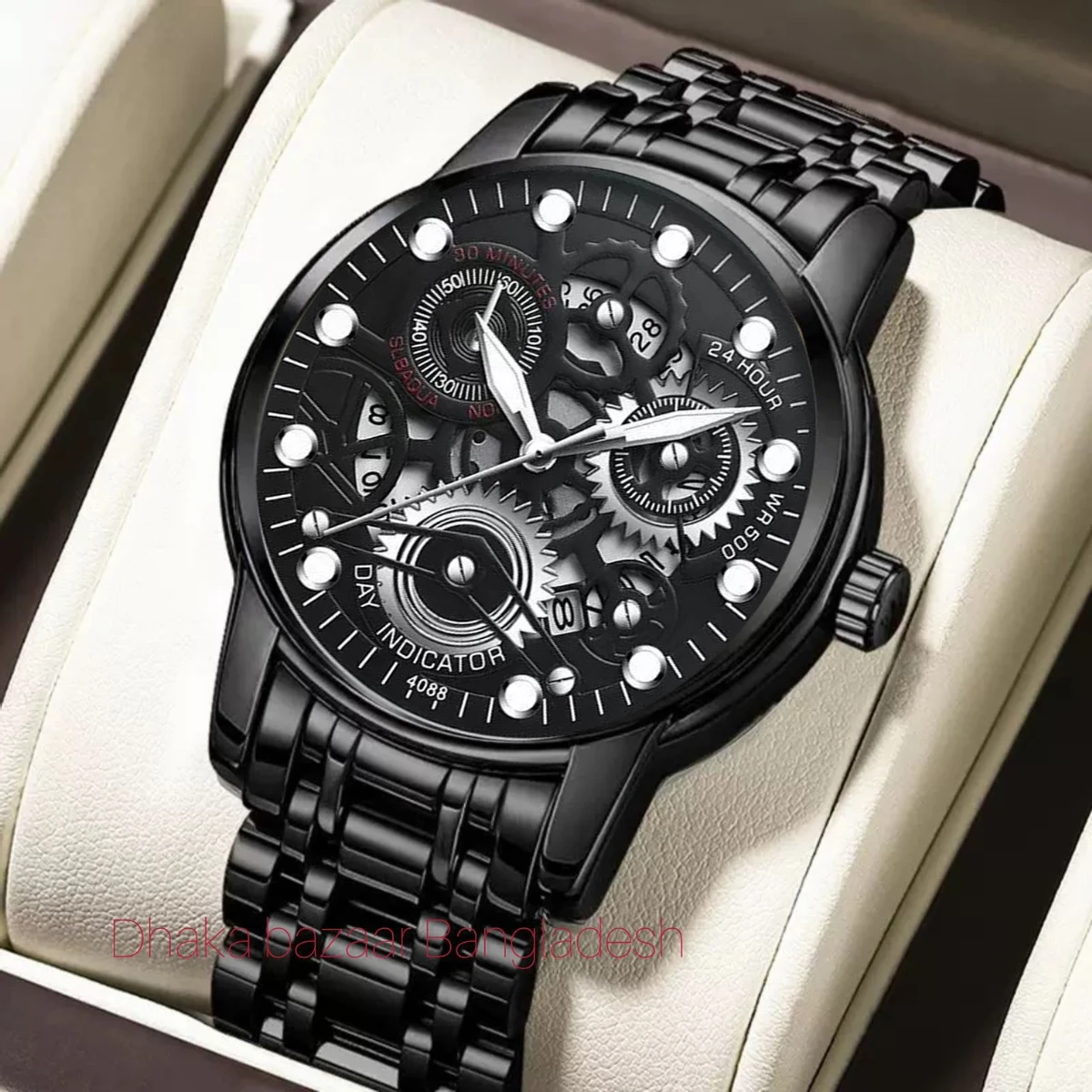 BIN 4088 পুরুষের জন্য নন মেকানিক্যাল ওয়াটার প্রুফ ঘড়ি BLACK