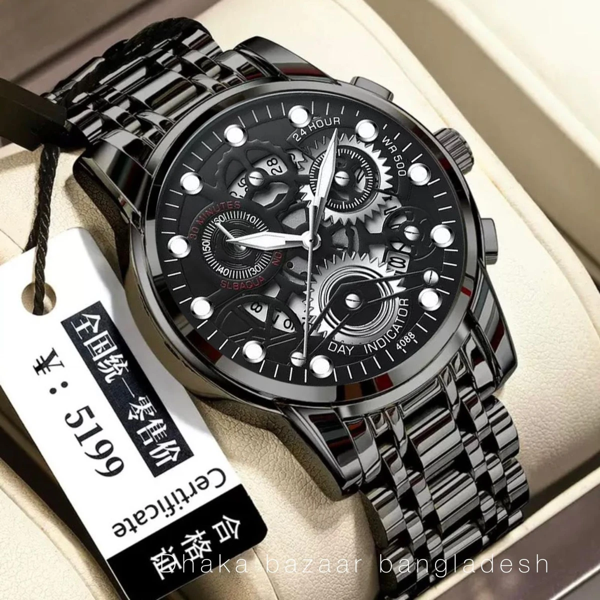 BIN 4088 পুরুষের জন্য নন মেকানিক্যাল ওয়াটার প্রুফ ঘড়ি BLACK