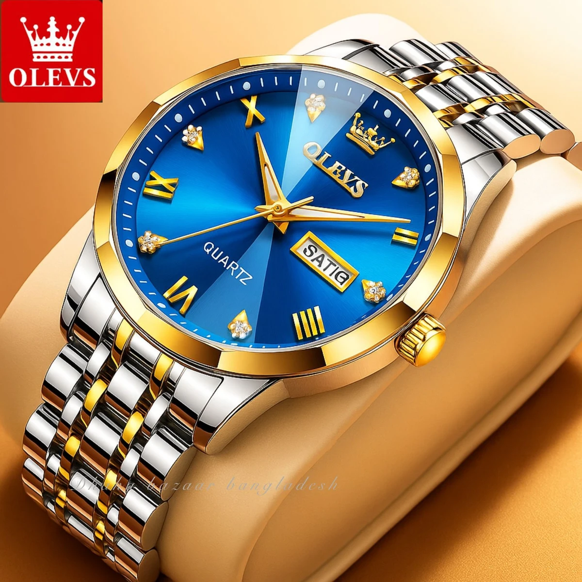 OliveZ নতুন ডিজাইনের পুরুষদের জন্য ঘড়ি BSILVER GOLDEN BLUE NEW