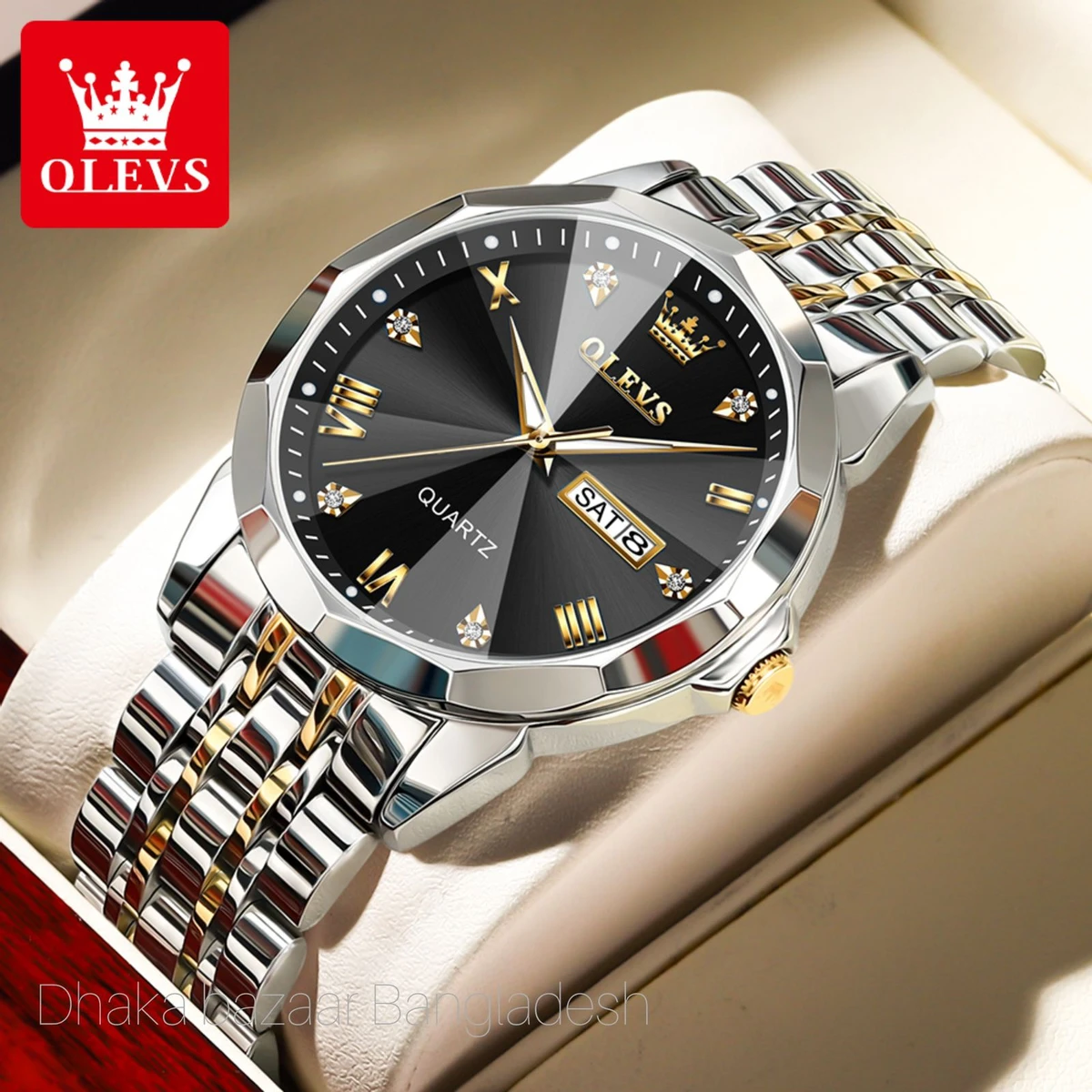 OliveZ নতুন ডিজাইনের পুরুষদের জন্য ঘড়ি BSILVER GOLDEN BLACK