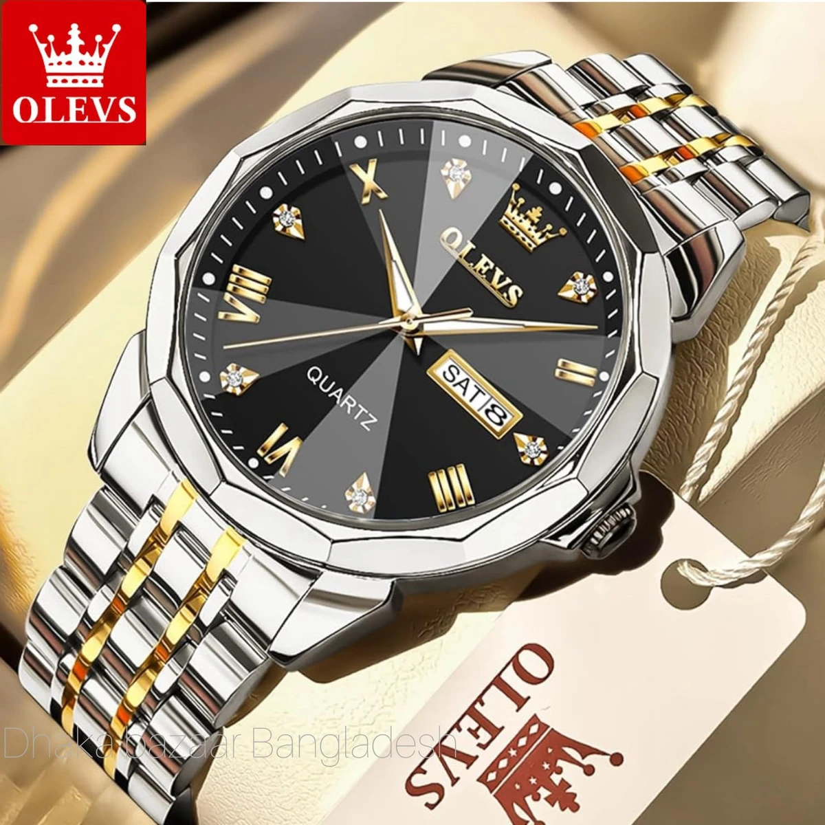 OliveZ নতুন ডিজাইনের পুরুষদের জন্য ঘড়ি BSILVER GOLDEN BLACK