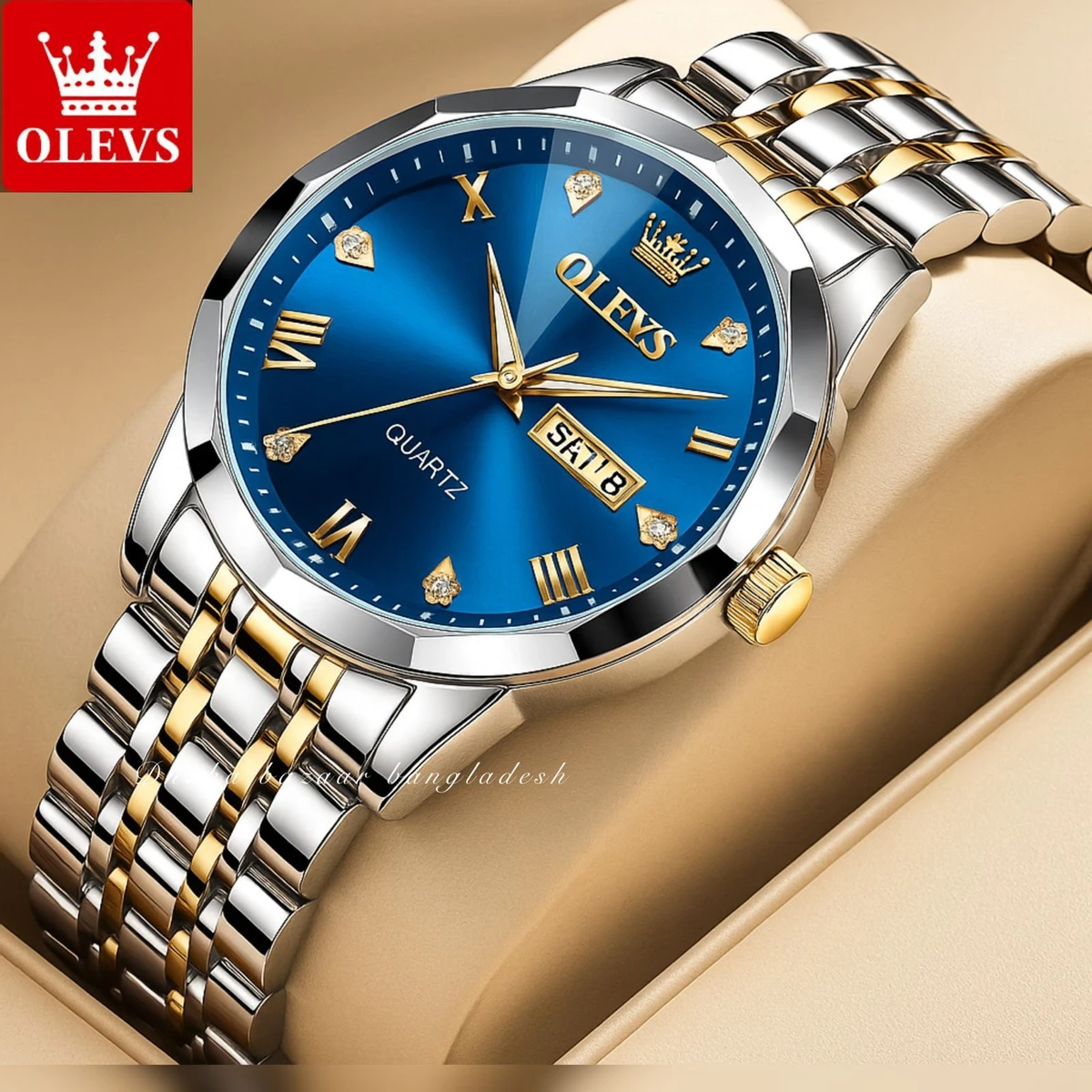 OliveZ নতুন ডিজাইনের পুরুষদের জন্য ঘড়ি BSILVER GOLDEN BLUE