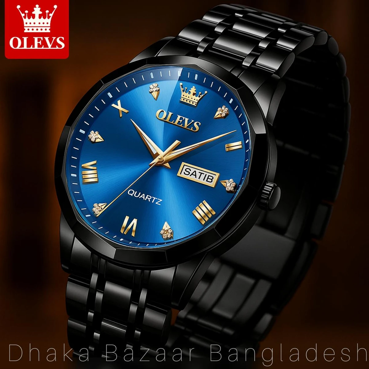 OliveZ নতুন ডিজাইনের পুরুষদের জন্য ঘড়ি BLACK BLUE