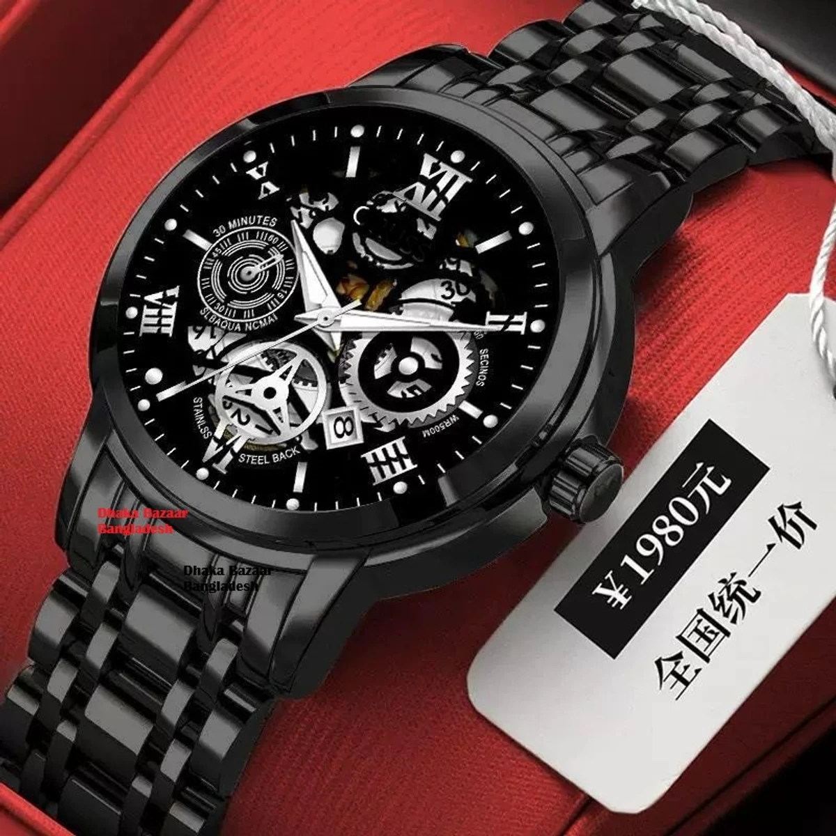 পুরুষের জন্য 022 নন মেকানিক্যাল ওয়াটার প্রুফ ঘড়ি BLACK